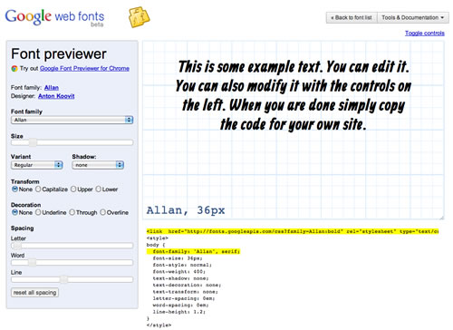 Google Web Fonts - Font Previewer